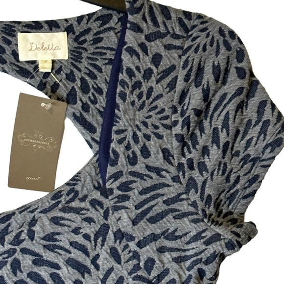 Anthropologie‎ Deletta Floral Caledonia Dress Blue Gray NWT Size Medium - Picture 6 of 15